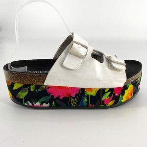 Bumper Women's White Floral Platform Sandals